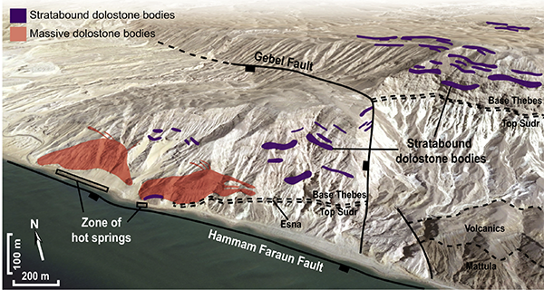 Controls on the formation of stratabound dolostone bodies, Hammam Faraun Fault block, Gulf of Suez